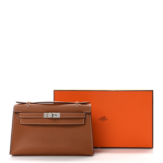 HERMES Swift Kelly Pochette Clutch Gold