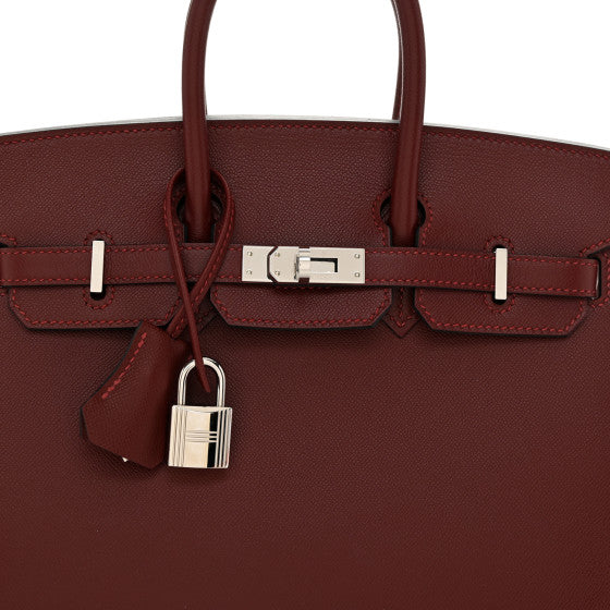 HERMES Madame Calfskin Birkin Sellier 25 Rouge H