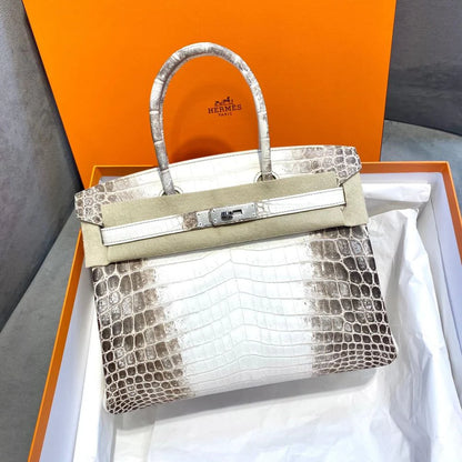 Hermès Birkin 30 White Hima Nilo Crocodile Palladium Hardware