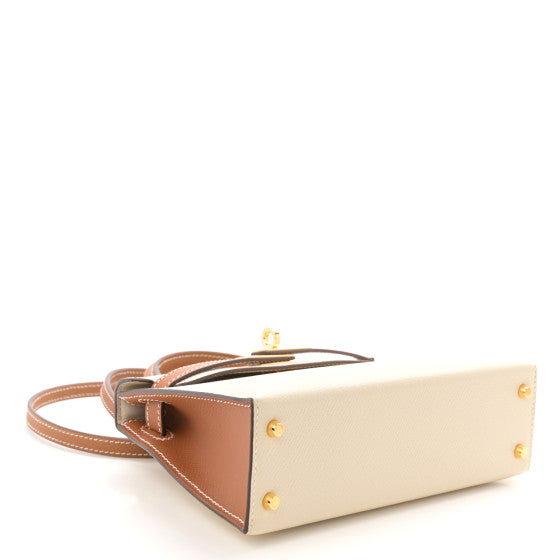 HERMES Epsom Horseshoe Mini Kelly Sellier 20 Craie Gold