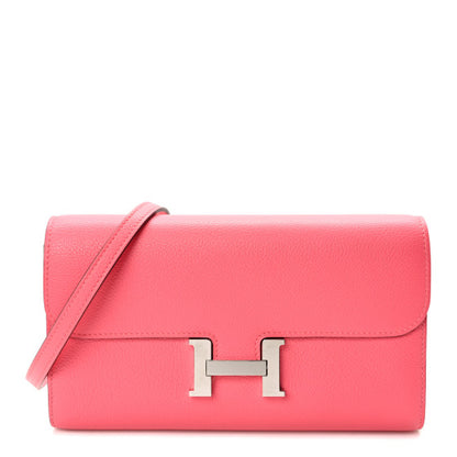 HERMES Evercolor Constance Wallet To Go Rose Azalee