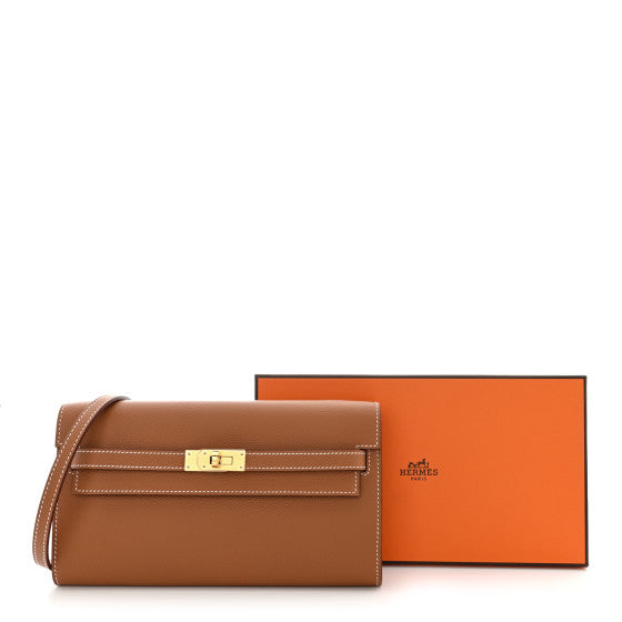 HERMES Evercolor Kelly Wallet To Go Gold