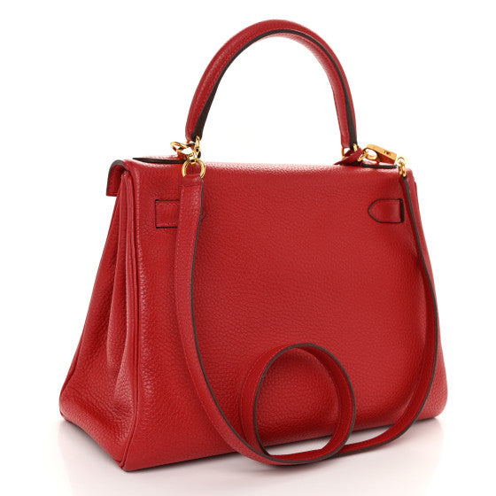 HERMES Togo Kelly Retourne 28 Rouge Casaque