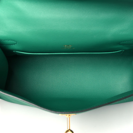 HERMES Swift Kelly Pochette Clutch Vert Vertigo