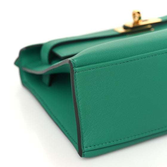 HERMES Swift Kelly Pochette Clutch Vert Vertigo