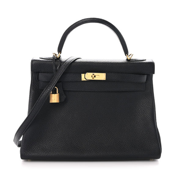 HERMES Taurillon Clemence Kelly Retourne 32 Black