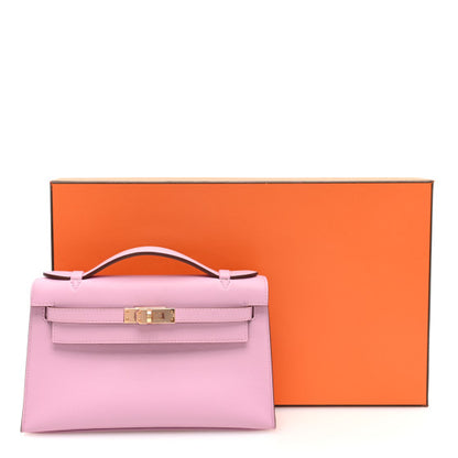 HERMES Swift Kelly Pochette Clutch Mauve Sylvestre