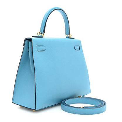 HERMES Madame Calfskin Kelly Sellier 25 Bleu du Nord