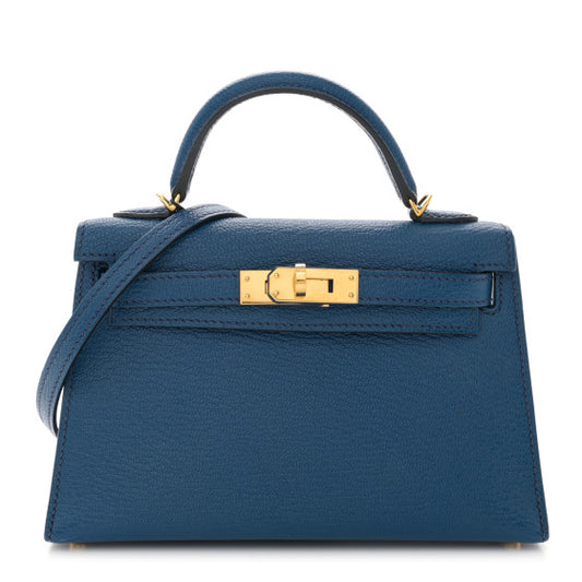 HERMES Chevre Mysore Mini Kelly Sellier 20 Bleu Saphir