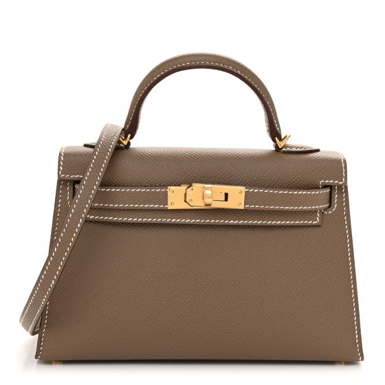 HERMES Epsom Mini Kelly Sellier 20 Etoupe