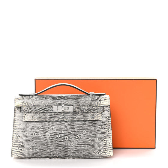 HERMES Lizard Kelly Pochette Clutch Ombre