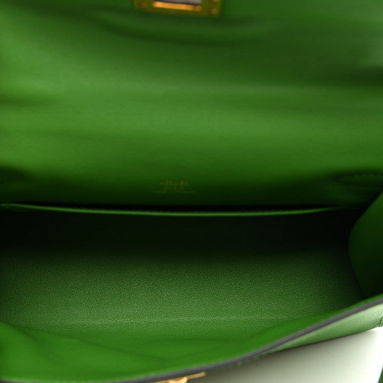 HERMES Swift Kelly Pochette Clutch Vert Yucca