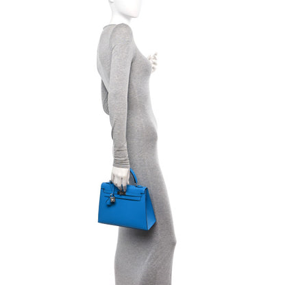 HERMES Epsom Kelly Sellier 25 Bleu Frida