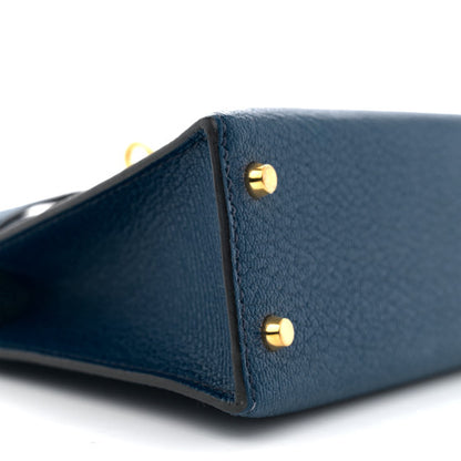 HERMES Chevre Mysore Mini Kelly Sellier 20 Bleu Saphir