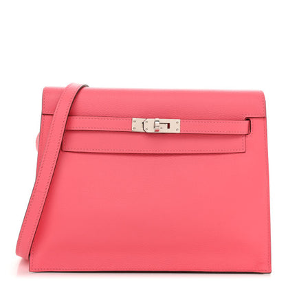 HERMES Evercolor Kelly Danse II Belt Bag Rose Azalee