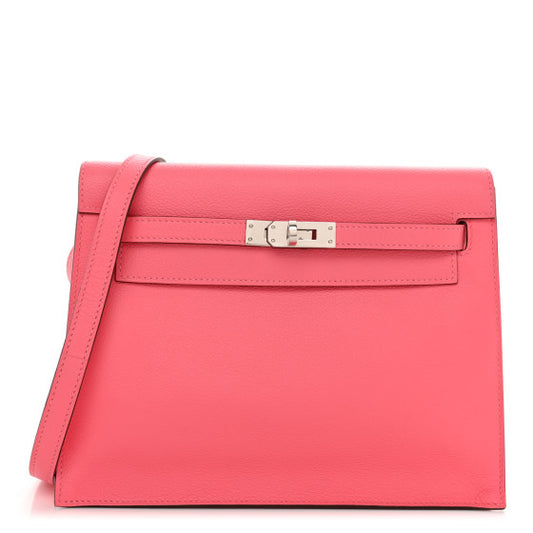 HERMES Evercolor Kelly Danse II Belt Bag Rose Azalee