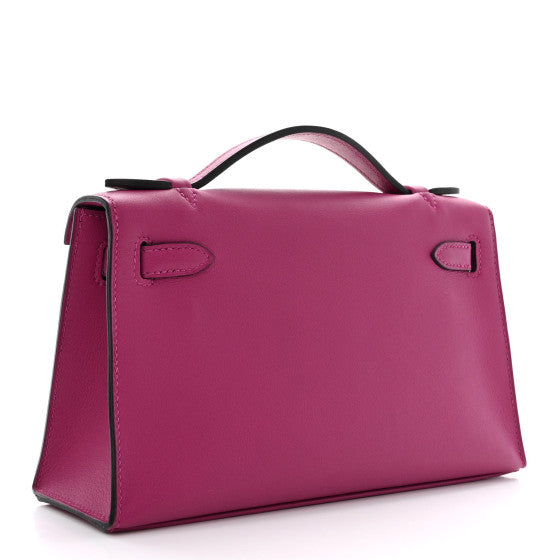 HERMES Swift Kelly Pochette Clutch Rose Pourpre