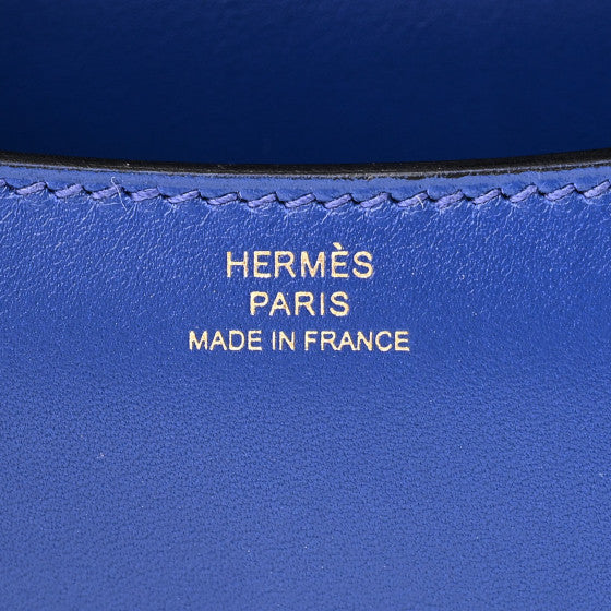 HERMES Tadelakt Constance 18 Bleu Electrique