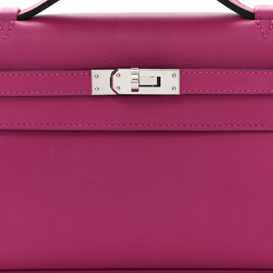 HERMES Swift Kelly Pochette Clutch Rose Pourpre