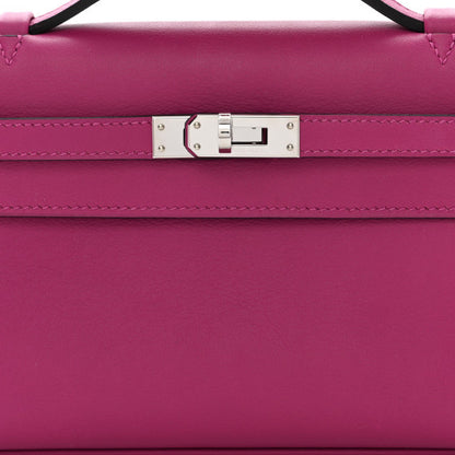 HERMES Swift Kelly Pochette Clutch Rose Pourpre