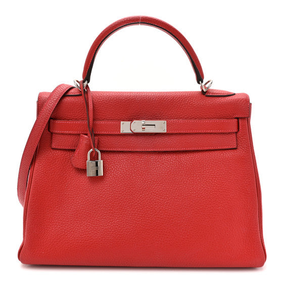 HERMES Taurillon Clemence Kelly Retourne 32 Rouge Casaque