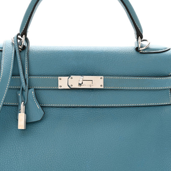 HERMES Taurillon Clemence Kelly Retourne 32 Blue Jean