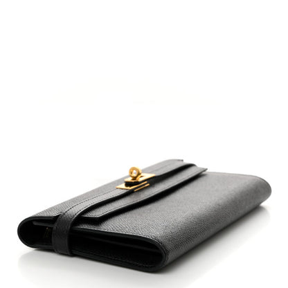 HERMES Epsom Kelly Longue Wallet Black