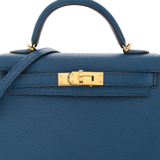 HERMES Chevre Mysore Mini Kelly Sellier 20 Bleu Saphir