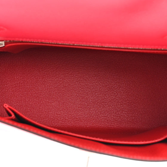 HERMES Madame Calfskin Kelly Sellier 25 Rose Extreme Rouge Piment