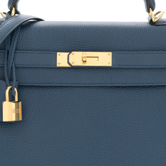 HERMES Togo Kelly Retourne 32 Bleu Saphir