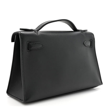 HERMES Swift Kelly Pochette Clutch Black