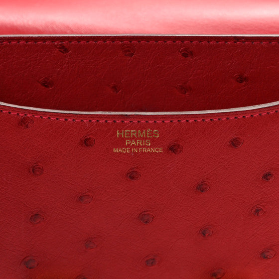 HERMES Ostrich Constance 24 Rouge Vif