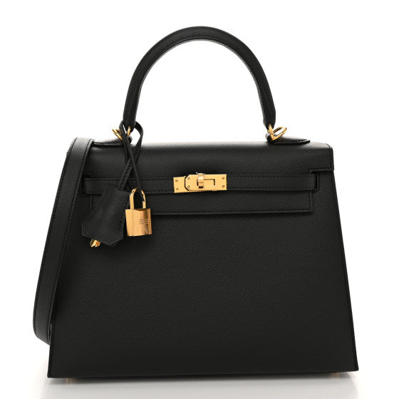 HERMES Epsom Kelly Sellier 25 Black