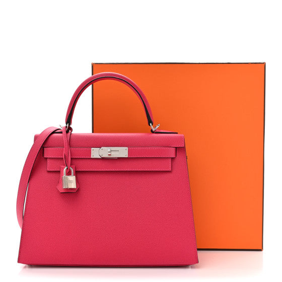 HERMES Epsom Verso Kelly Sellier 28 Framboise Prune