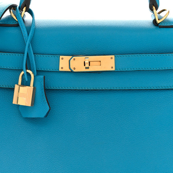 HERMES Evercolor Kelly Retourne 28 Bleu Zanzibar