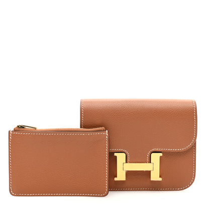 HERMES Evercolor Constance Slim Wallet Gold