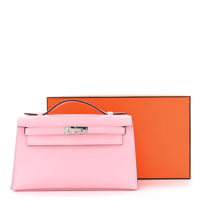 HERMES Swift Kelly Pochette Clutch Rose Sakura