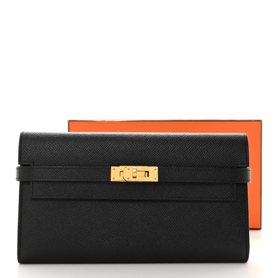 HERMES Epsom Kelly Longue Wallet Black