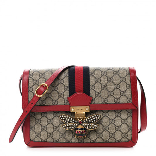 GUCCI GG Supreme Monogram Medium Queen Margaret Shoulder Bag Red