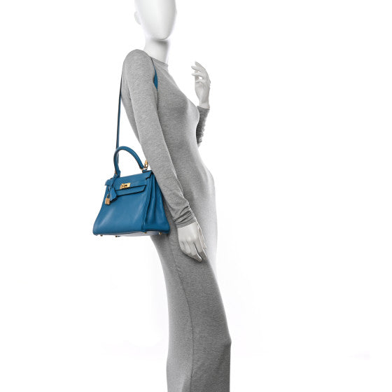 HERMES Evercolor Kelly Retourne 28 Bleu Zanzibar