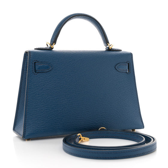 HERMES Chevre Mysore Mini Kelly Sellier 20 Bleu Saphir