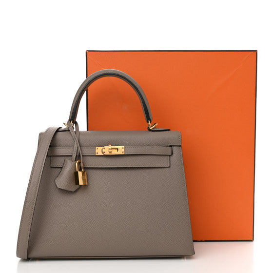 HERMES Epsom Kelly Sellier 25 Gris Asphalte