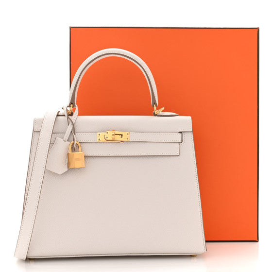 HERMES Epsom Kelly Sellier 25 Gris Pale