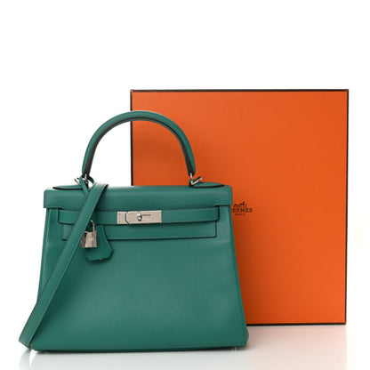 HERMES Evercolor Verso Kelly Retourne 28 Vert Verone Bleu Du Nord