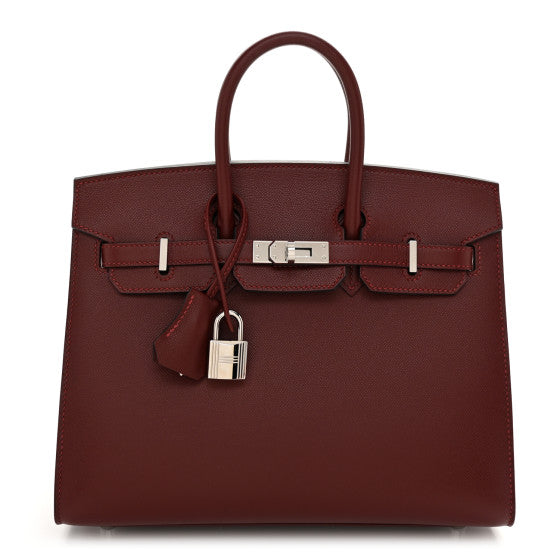 HERMES Madame Calfskin Birkin Sellier 25 Rouge H