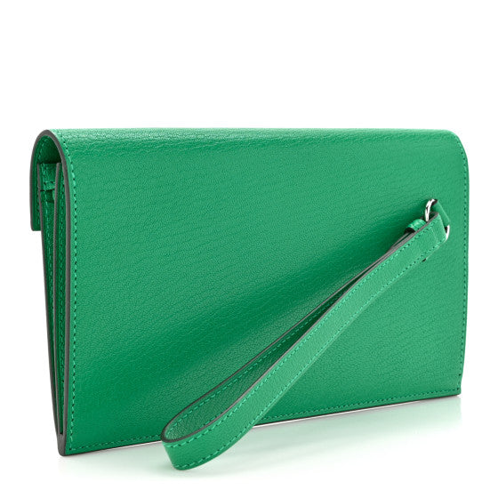 HERMES Chevre Chamkila Kelly Pocket Long Wallet Menthe