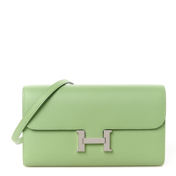 HERMES Epsom Constance Long To Go Wallet Vert Criquet