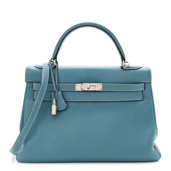 HERMES Taurillon Clemence Kelly Retourne 32 Blue Jean