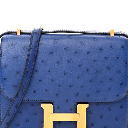 HERMES Ostrich Constance 18 Bleu Saphir