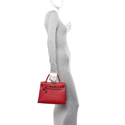 HERMES Courchevel Kelly Sellier 28 Rouge Vif